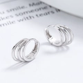 Orecchini a cerchio triplo in argento sterling 925 con finitura lucida minimalista - Argento 925 / Oro Bianco/Paio