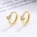 Orecchini a cerchio a cuore in argento 925 con zirconi e finitura dorata lucida - Argento 925 / Oro