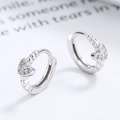 Orecchini a cerchio in argento 925 con pendente a cuore e zirconi bianchi brillanti - Argento 925 / Oro Bianco