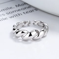 Minimalist 925 sterling silver twisted rope ring with adjustable open band design - Adjustable Open / White Gold