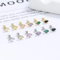 Lot de 12 puces d'oreilles marquise en acier chirurgical avec zircons multicolores - Or blanc / Strass Blanc