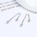 Pendientes de hilo en plata de ley 925 minimalistas con borlas de cuentas pulidas - Plata 925 / Oro Blanco