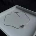 Collier minimaliste argenté avec pendentif carré et chaîne serpent ajustable - Collier avec Pendentif Carré (L259-A)