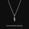 Minimalist silver geometric prism pendant necklace for men with sleek metallic finish - Silver Hexagram (L260-A)