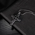 Collana con pendente a croce celtica retrò in finitura argento invecchiato - Stile Croce Traforata (L246-A)