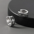 Herren S925 Silber Creolen mit Vintage römischen Zahlen und schwarzer Emaille-Oberfläche - Römische Zahlen Reif (X039-A) / Silber Schwarz Römische Zahlen