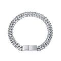 Silver Franco link chain bracelet in stainless steel with a sleek square clasp - Titanium Steel Double Bracelet (19cm)