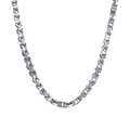 Polished silver stainless steel Byzantine chain necklace with hip hop style for men - Imperial Necklace (L050-B)
