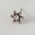 Surgical stainless steel hexagram stud earring with a sparkling center zircon stone - White Rhinestone