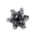 Gothic hexagram stud earrings with vintage silver finish and black center stone - Black Rhinestone