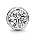 Classic round brilliant cut zircon stud earring in polished silver bezel setting - Rhinestone Style (X369-B)
