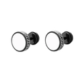 Unisex Edelstahl-Ohrstecker in Schwarz und Weiß mit griechischem Schlüsselmuster - Stahlfarbe / 10mm
