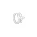 Silver huggie earrings with double row cubic zirconia and geometric cross detail - Silver (X515-A)