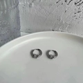 Silver hoop earrings with sparkling zircon bead pendants on a ceramic tray - Silver White Rhinestone Style (Single Earring)