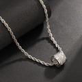 Collier pendentif cylindre argent pour homme avec zircons cubiques et chaîne corde - Collier Pendentif Cylindre (L88888-A)