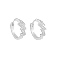 Pendientes de aro rayo en plata S925 con pavé de circonitas brillantes para mujer y hombre - Rayo de Strass Completo (X491-A) / Plateado