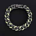 Cuban link bracelet in dark gunmetal with yellow enamel and grey rhinestones - Contrast Double Layer Bracelet (S886-A) / 18cm