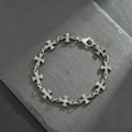 Gothic Kreuz-Gliederkette Armband in Vintage-Silberoptik mit praktischem Karabiner - S620-A (Kreuz Armband)