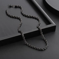 Zwarte gedraaide touwketing voor heren met een minimalistische hip-hop esthetiek - Zwarte Touwketting (50cm) / 50cm