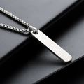 Minimalistische zilveren ketting met rechthoekige hanger en gepolijste boxketting voor heren - Zilver