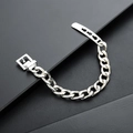 Pulsera de cadena de metal plateado con cierre de hebilla ajustable pulido tipo cinturón - Pulsera Cubana (S663-A)