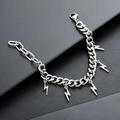Hip hop silver lightning bolt pendant Cuban chain bracelet with adjustable lobster clasp - Silver (Lightning Pendant)