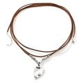 Vintage alloy heart pendant long sweater necklace with brown faux suede cord - Heart Pendant (N3090) / Coffee