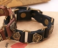 Bracciale punk in pelle bovina nera e marrone con rivetti in metallo e bottoni - Nero