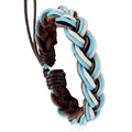 Multilayer handmade woven leather bracelet with blue, white and black cords for men - Blue Line