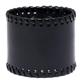 Punk breites Lederarmband in Schwarz mit Flechtnaht und Druckknopfverschluss - Schwarz