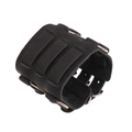 Pulsera punk vintage de cuero negro ancho con hebillas metálicas ajustables para hombre y mujer - Estilo de Hebilla Ajustable Ancha / Negro
