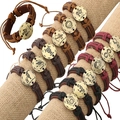 Bracciale zodiacale in pelle intrecciata con ciondoli vintage per ogni segno zodiacale - Collezione di Bracciali delle Dodici Costellazioni