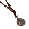 Collana vintage gotica in pelle da uomo con ciondolo a medaglione a forma di teschio - Stile Ciondolo Medaglione Teschio Vintage (N0045)