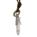 Collier rétro avec pendentif balle et croix sur cordon en cuir marron pour homme - Argent antique