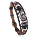 Multilayer vintage cross leather bracelet with braided cord and metal charms - Cross Vintage Multi-layer Bracelet