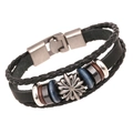 Handmade multi-layer leather bracelet with vintage floral metal charm and colorful beads - Vintage Floral Multi-layer Braided Style