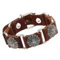 Retro punk bruine leren herenarmband met metalen sterren en verstelbare gespsluiting - Bruin