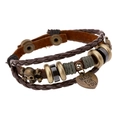 Bracciale punk multistrato in pelle intrecciata retrò con teschi e cuori - Stile Ciondolo Lettera Cuore (P01484)