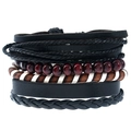 Mehrlagiges Retro-Lederarmband-Set für Herren mit Perlen und geflochtenen Seilen - Vintage Mehrlagiges Geflochtenes Armband-Kollektion (TZ075)