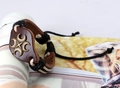 Bracelet rétro en cuir tressé pour homme avec base marron et breloque croix bronze - Radiant Cross