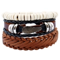 Vintage Mehrlagiges Lederarmband-Set mit Silbernen Flügeln und Holzperlen für Herren - Vintage Flügel Geflochtenes Set (TZ067)