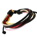 Bracelet multicouche fait main en cuir noir avec cordons ethniques colorés pour hommes et femmes - Noir Et Multicolore