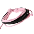 Bracelet multicouche en cuir tressé rose et noir pour hommes et femmes - Noir Et Rose