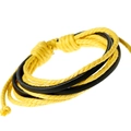 Bracelet multicouche en cuir tressé à la main, contraste jaune et noir élégant - Noir + Jaune