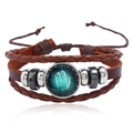 Detail of Virgo constellation multi-layer leather bracelet with adjustable cord - Virgo