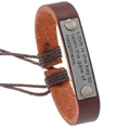 Bracciale vintage in pelle marrone fatto a mano con placca in metallo e cordino - Marrone
