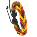 Bracciale in pelle intrecciata regolabile colori rosso giallo verde stile reggae - Stile Intrecciato Rosso Giallo Verde