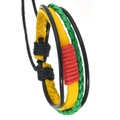 Braided leather bracelet with red, yellow, and green ethnic style layers for men and women - Colorful