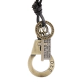 Vintage 520 bronze pendant necklace with engraved emotional phrases on brown leather cord - Bronze
