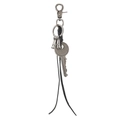 Handgeflochtener Leder-Schlüsselanhänger mit Karabiner und Vintage-Schlüsselanhänger-Dekor - Schwarz